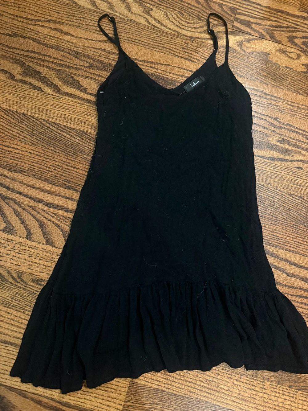 Lulu's Black Ruffle-Hem Slip Mini Dress